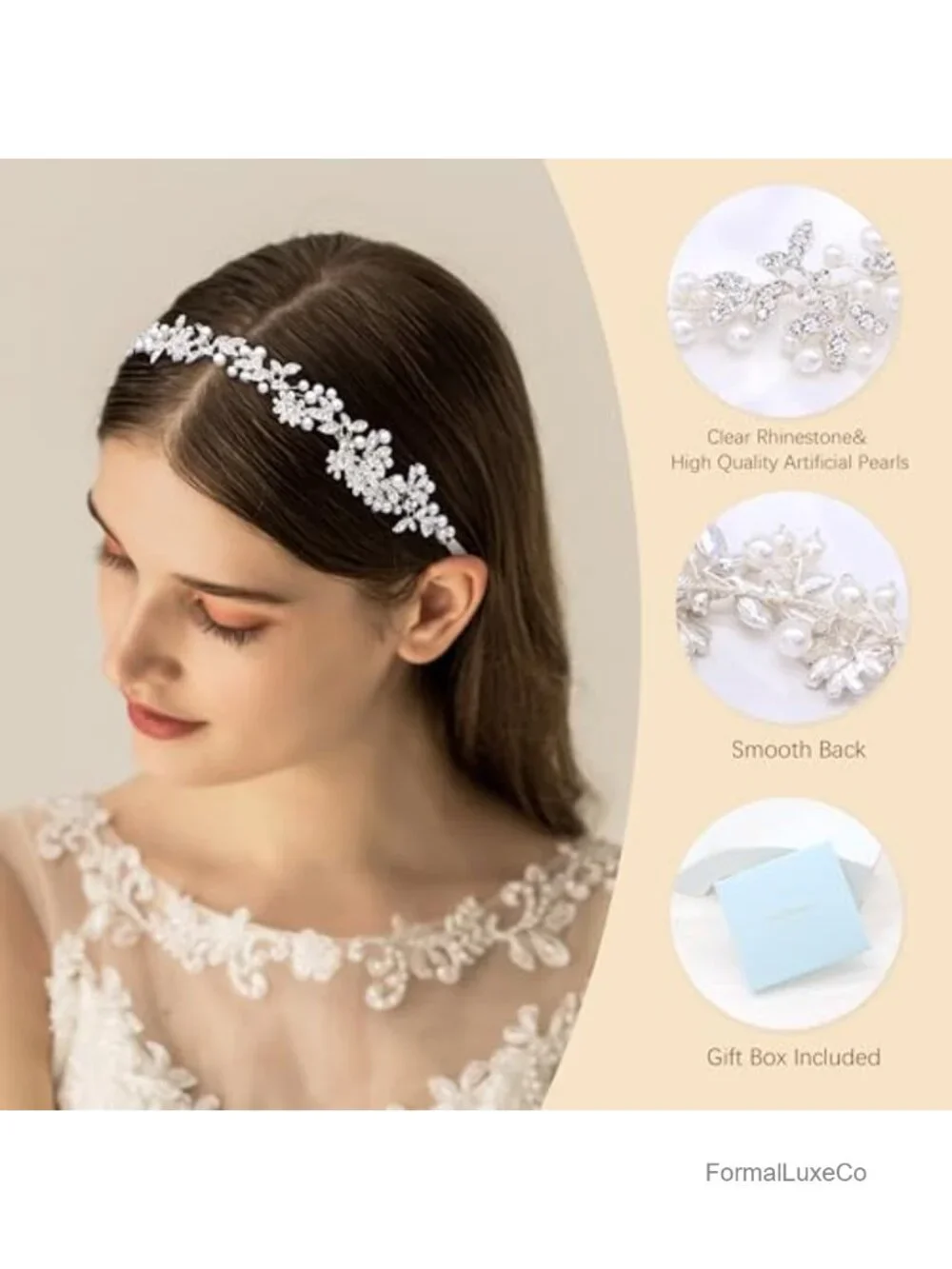 Crystal Pearl Bridal Headbands Hair Vines Wedding Headpieces Bohemian Bride